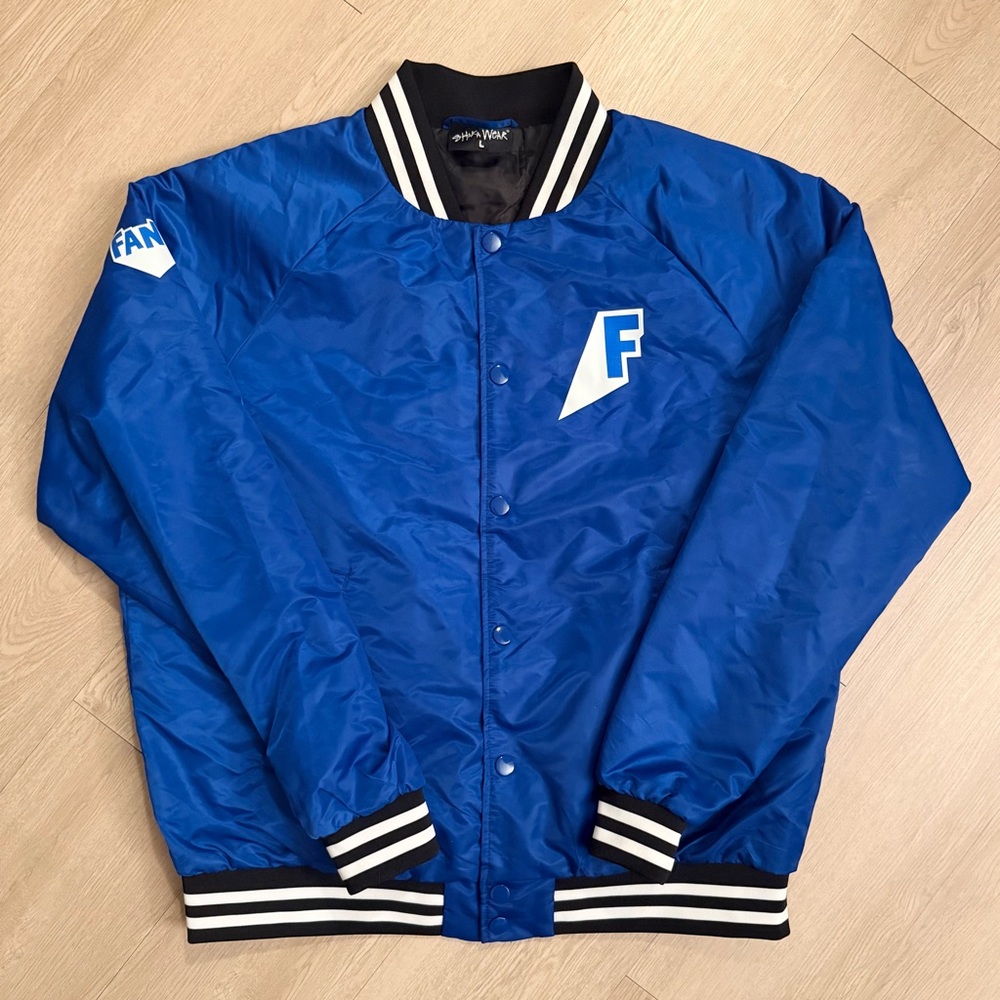 Vintage Blue Fanta Satin Promo Jacket L